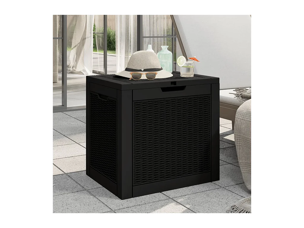Boîte de stockage de jardin noir 55,5x43x53 cm polypropylène