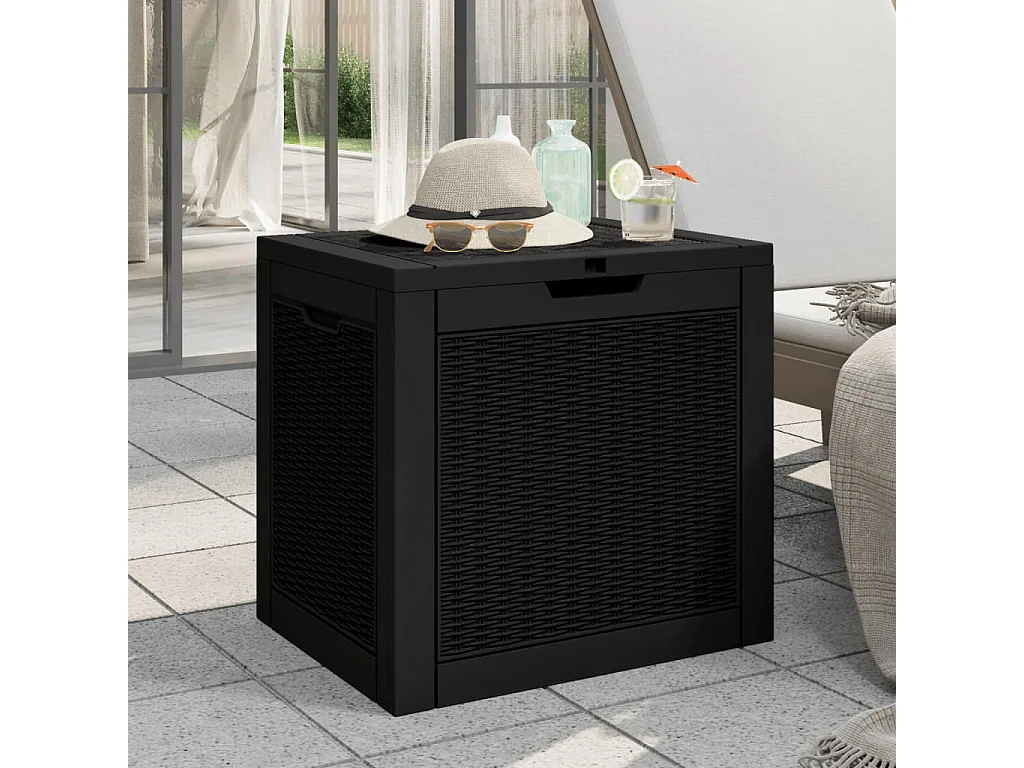 Caixa de arrumação p/ jardim 55,5x43x53 cm polipropileno preto
