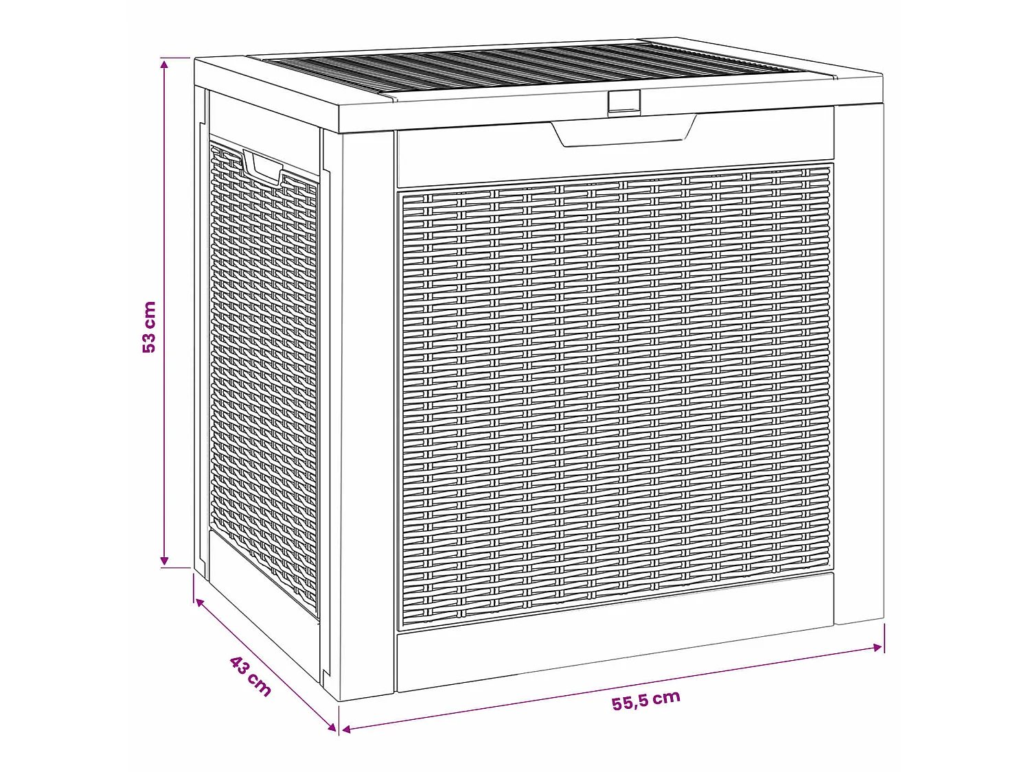 Contenitore Giardino Nero 55,5x43x53 cm Polipropilene