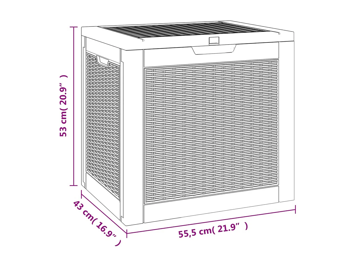 Boîte de stockage de jardin marron clair 55,5x43x53 cm PP
