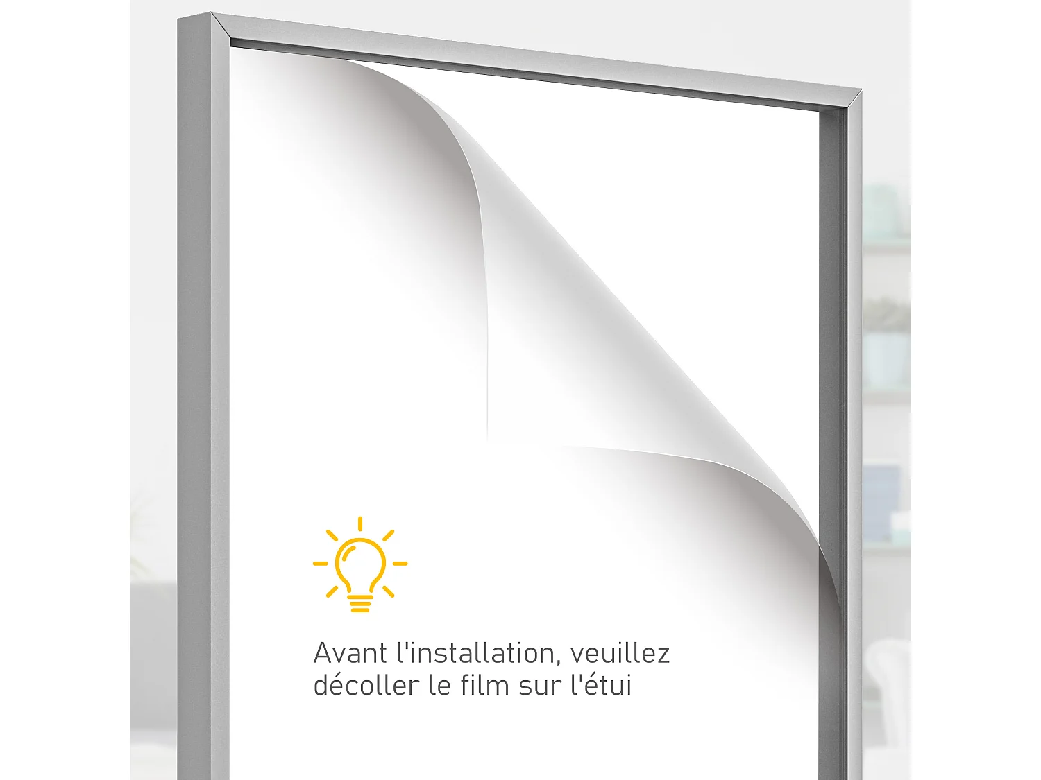Frame box T-frame cadre aluminium pour maillot porte acrylique doublure interne feutre 70 x 90 cm argent