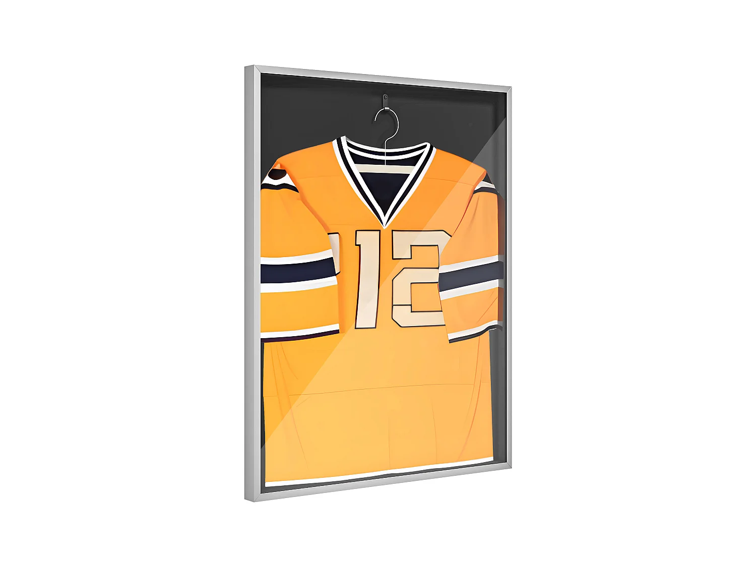 Frame box T-frame cadre aluminium pour maillot porte acrylique doublure interne feutre 70 x 90 cm argent