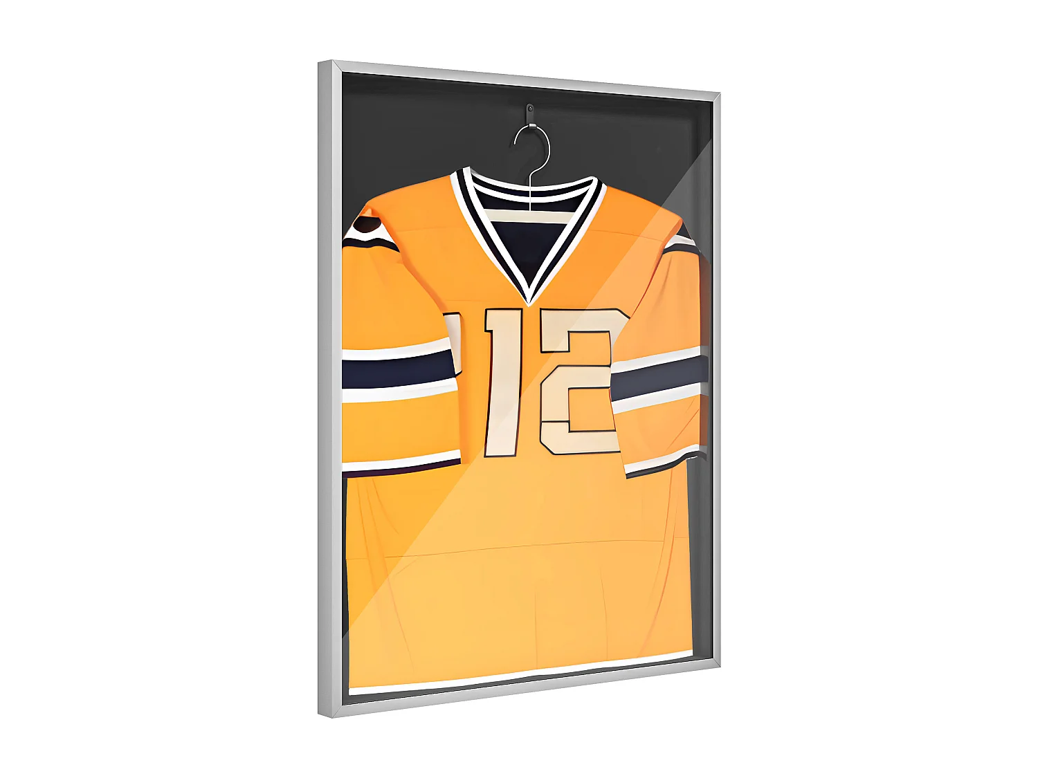 Frame box T-frame cadre aluminium pour maillot porte acrylique doublure interne feutre 70 x 90 cm argent