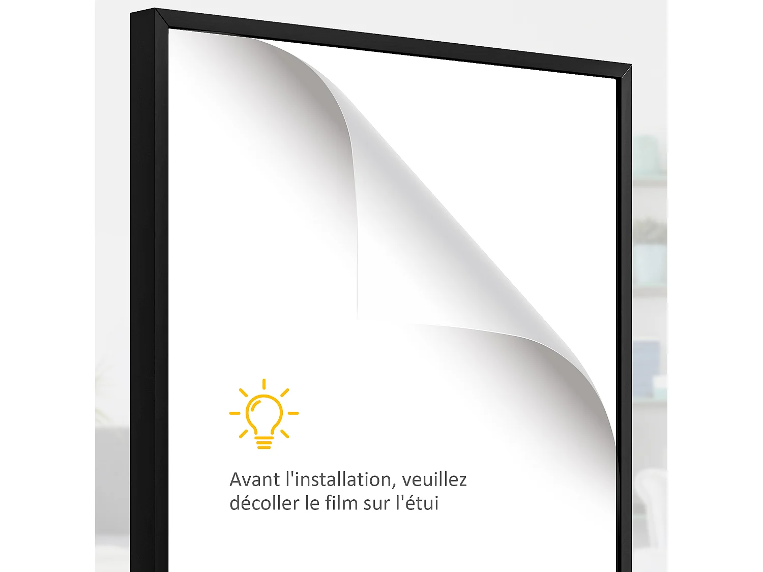 Frame box T-frame cadre aluminium pour maillot porte acrylique doublure interne feutre 60 x 80 cm noir