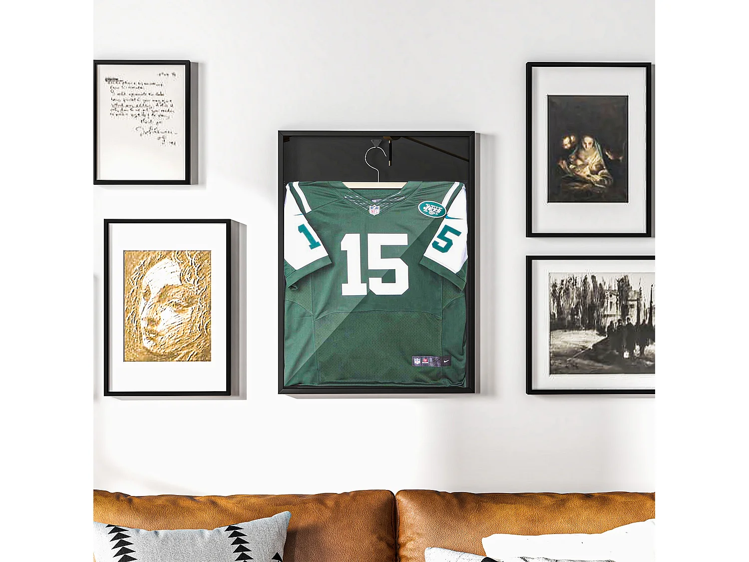 Frame box T-frame cadre aluminium pour maillot porte acrylique doublure interne feutre 60 x 80 cm noir