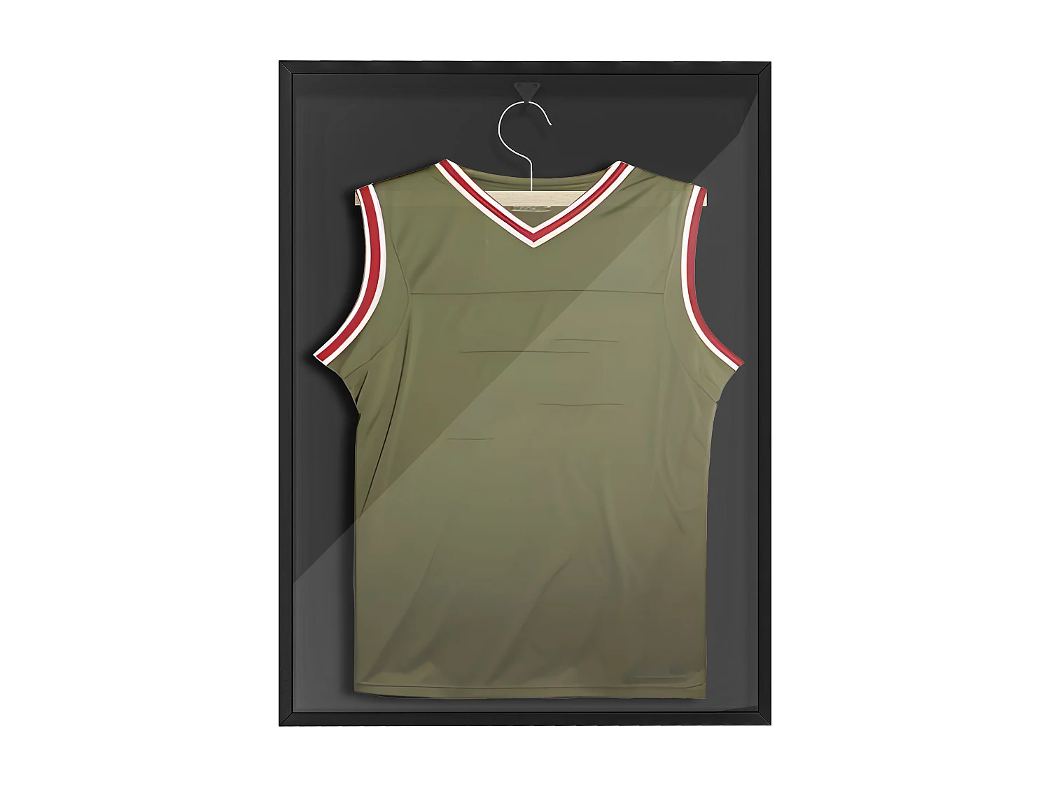 Frame box T-frame cadre aluminium pour maillot porte acrylique doublure interne feutre 60 x 80 cm noir