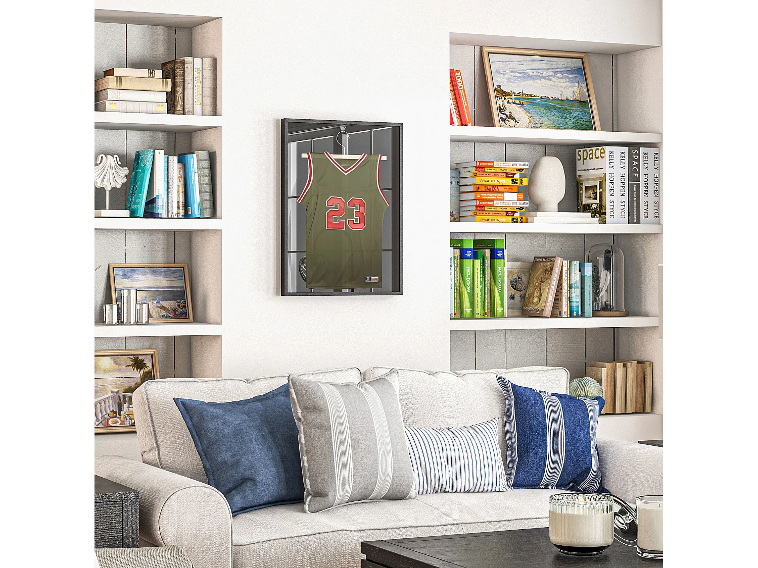 Frame box T-frame cadre aluminium pour maillot porte acrylique doublure interne feutre 60 x 80 cm noir