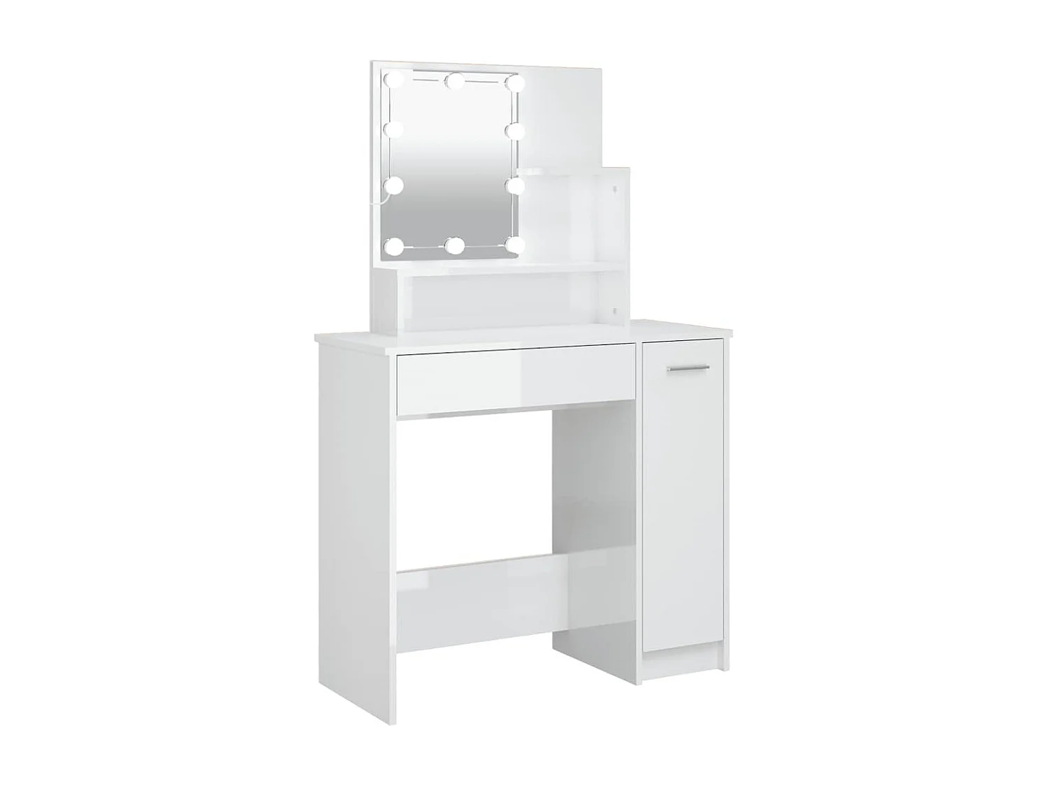 Tocador con LED blanco brillante 86,5x35x136 cm