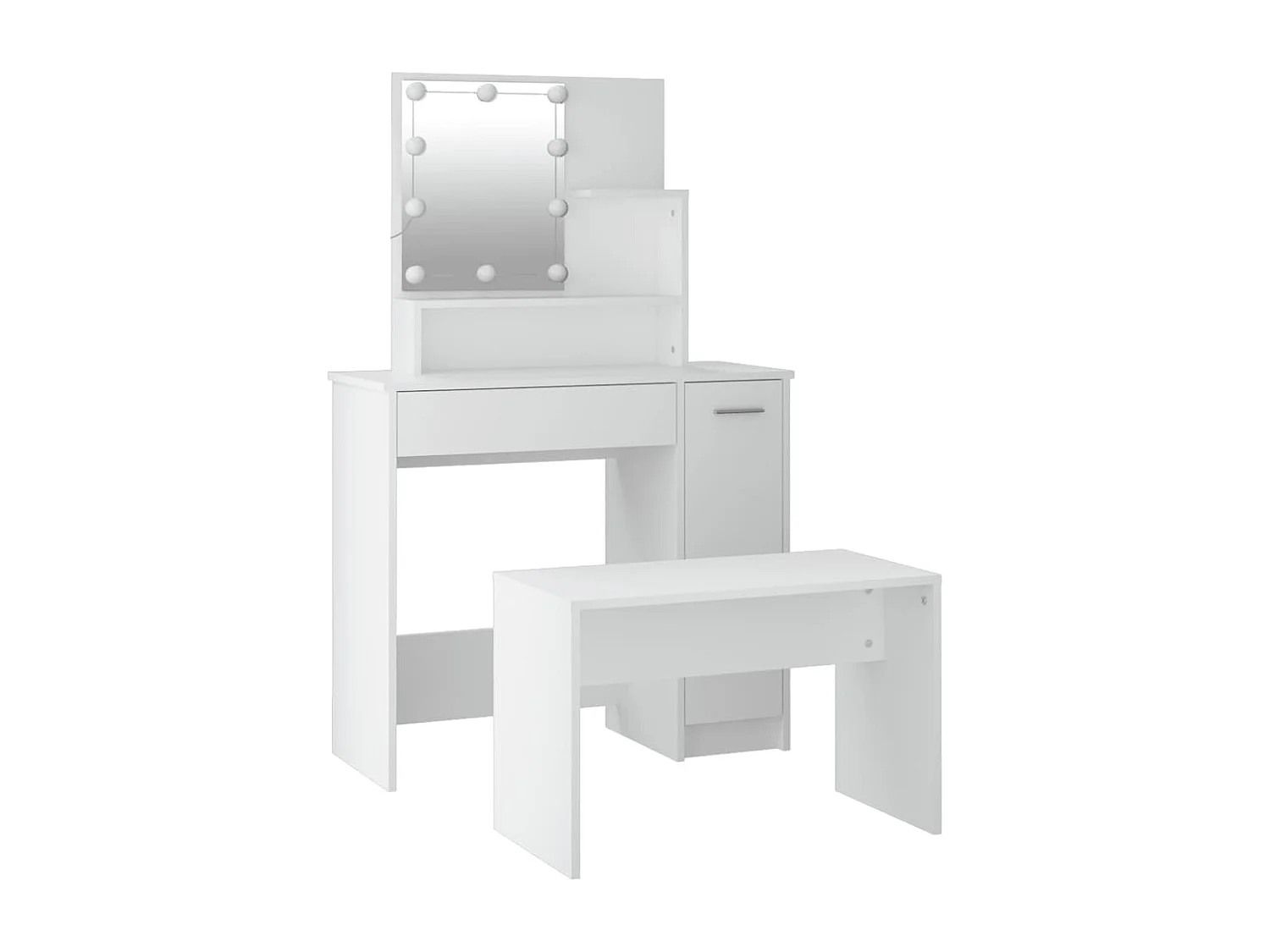 Ensemble de coiffeuse avec LED Blanc Bois d'ingénierie