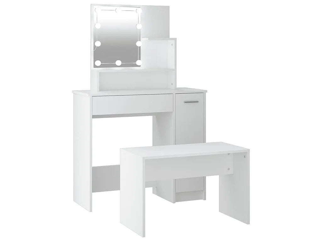 Conjunto toucador c/ LEDs madeira processada branco
