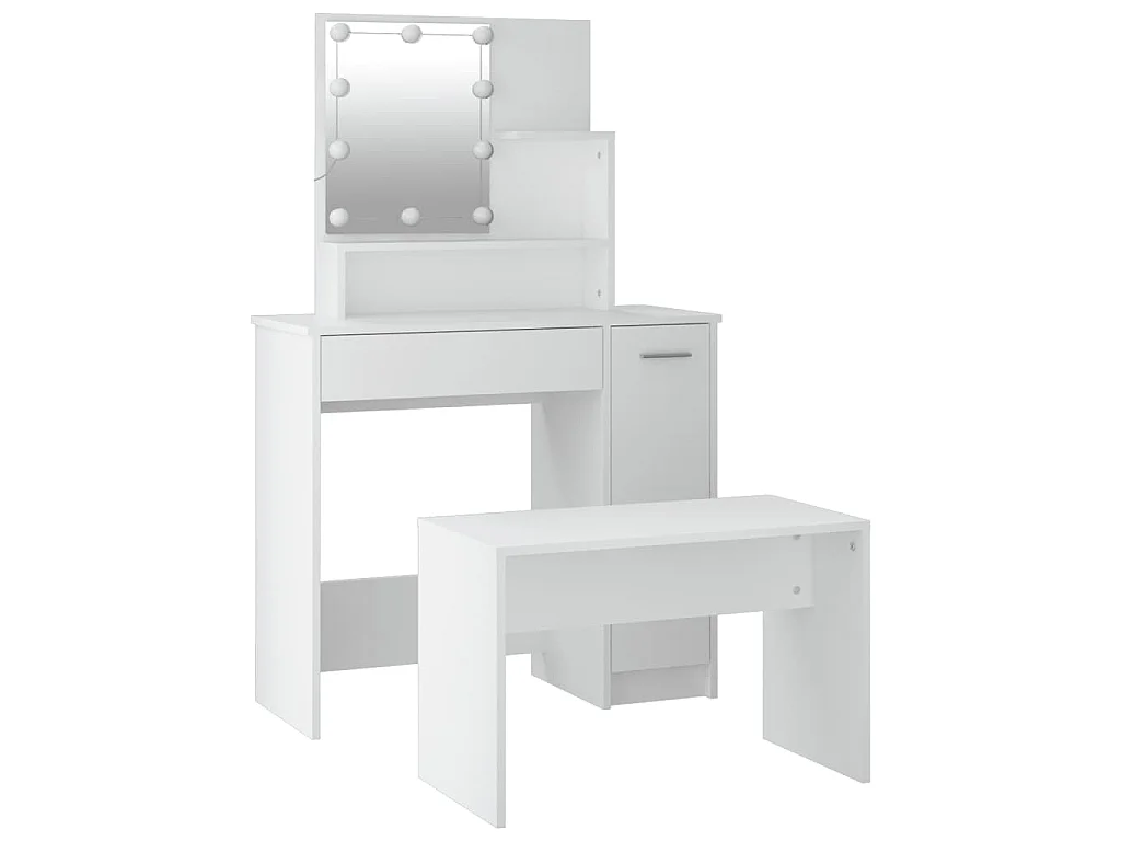 Conjunto toucador c/ LEDs madeira processada branco