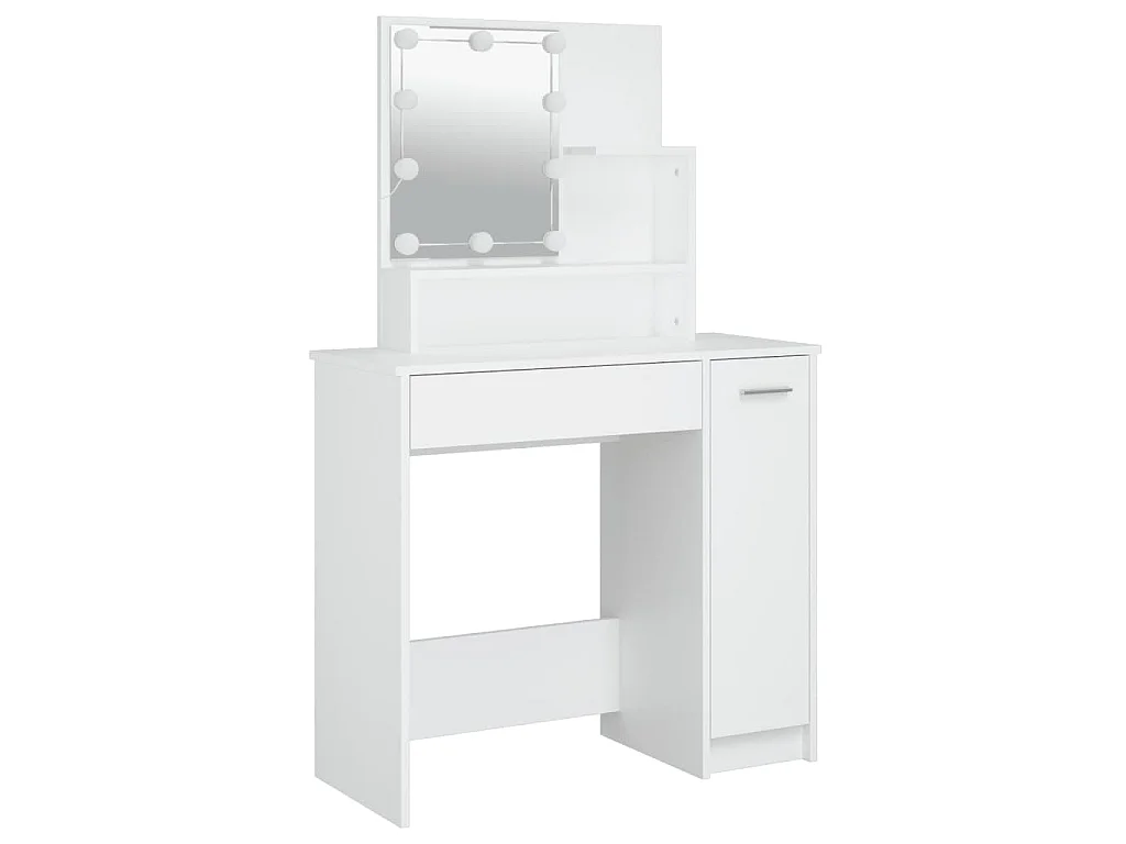 Conjunto toucador c/ LEDs madeira processada branco
