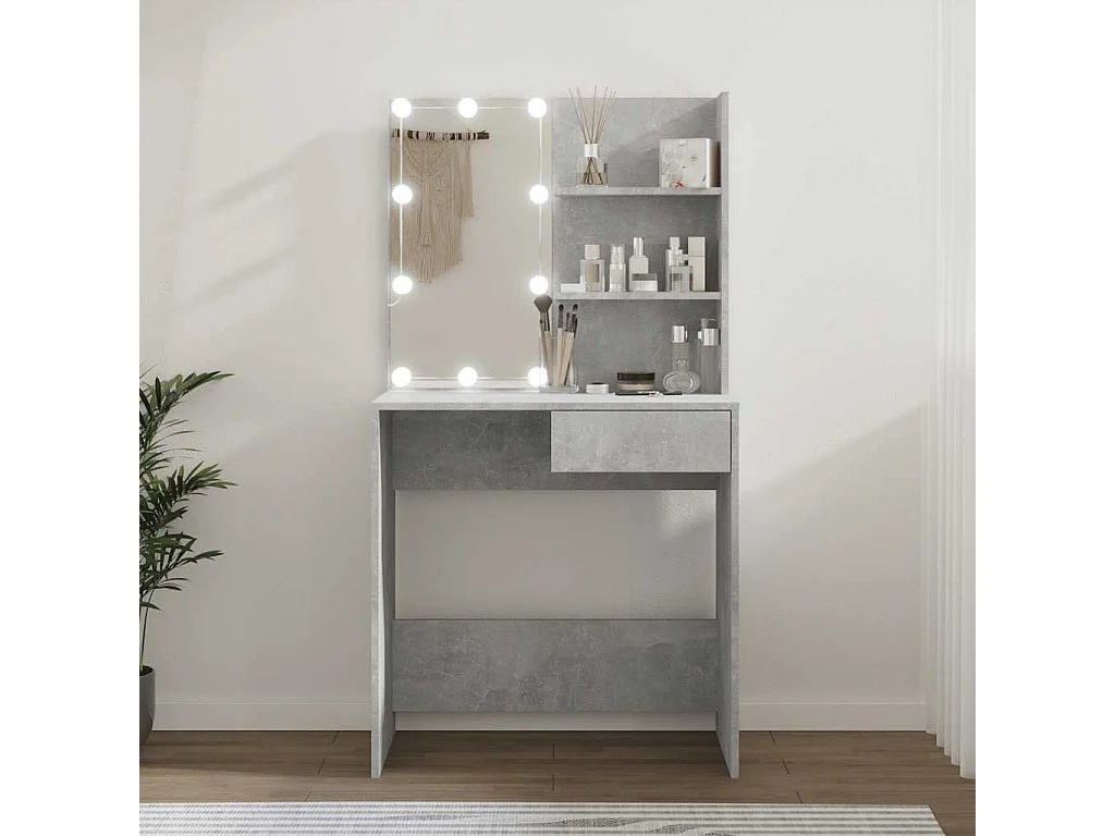 Coiffeuse avec LED Gris béton 74,5x40x141 cm