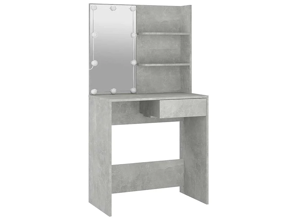 Schminktisch mit LED Betongrau 74,5x40x141 cm
