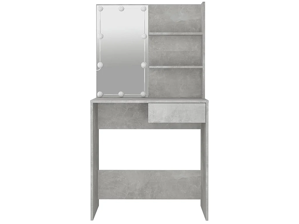 Schminktisch mit LED Betongrau 74,5x40x141 cm