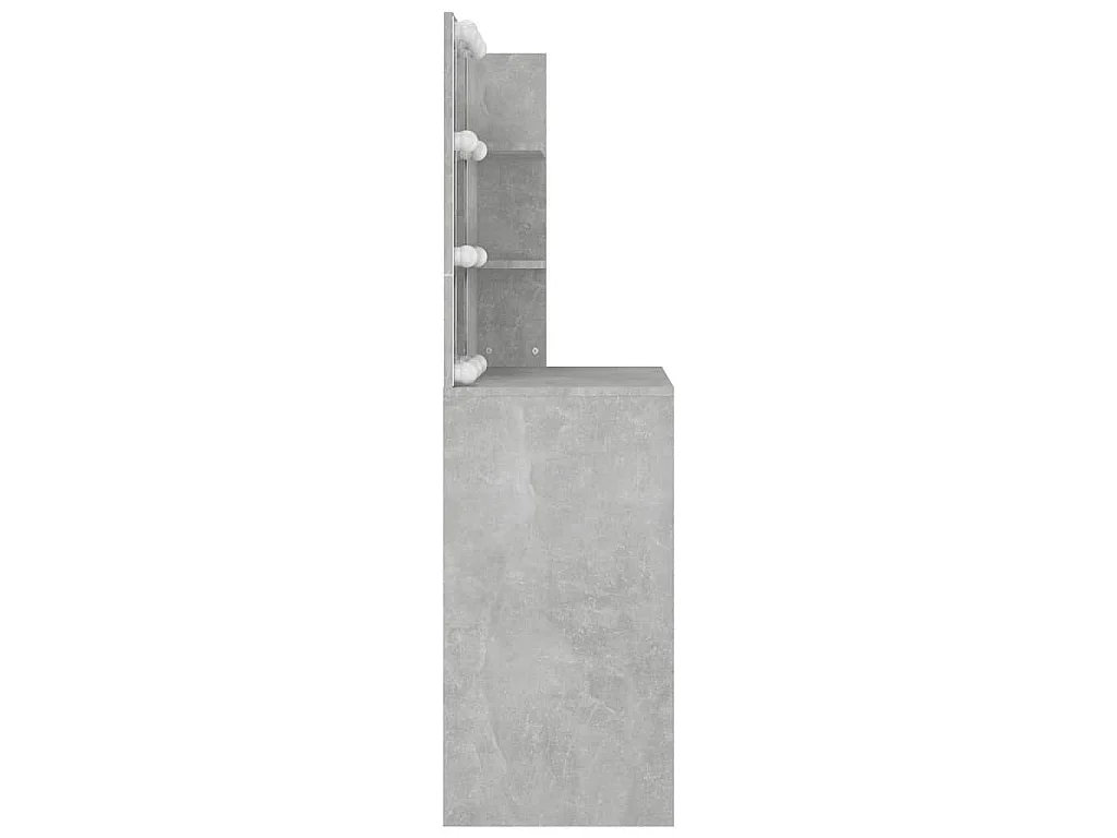 Schminktisch mit LED Betongrau 74,5x40x141 cm