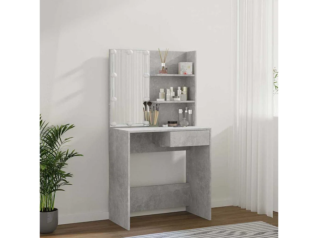 Coiffeuse avec LED Gris béton 74,5x40x141 cm