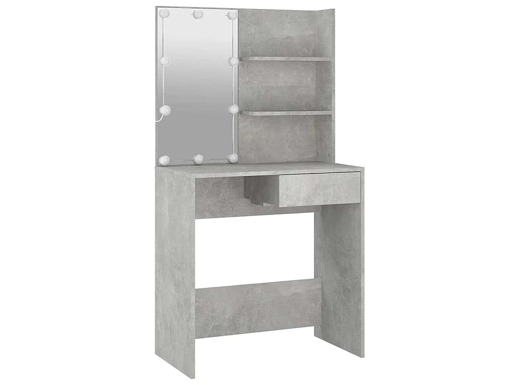Coiffeuse avec LED Gris béton 74,5x40x141 cm