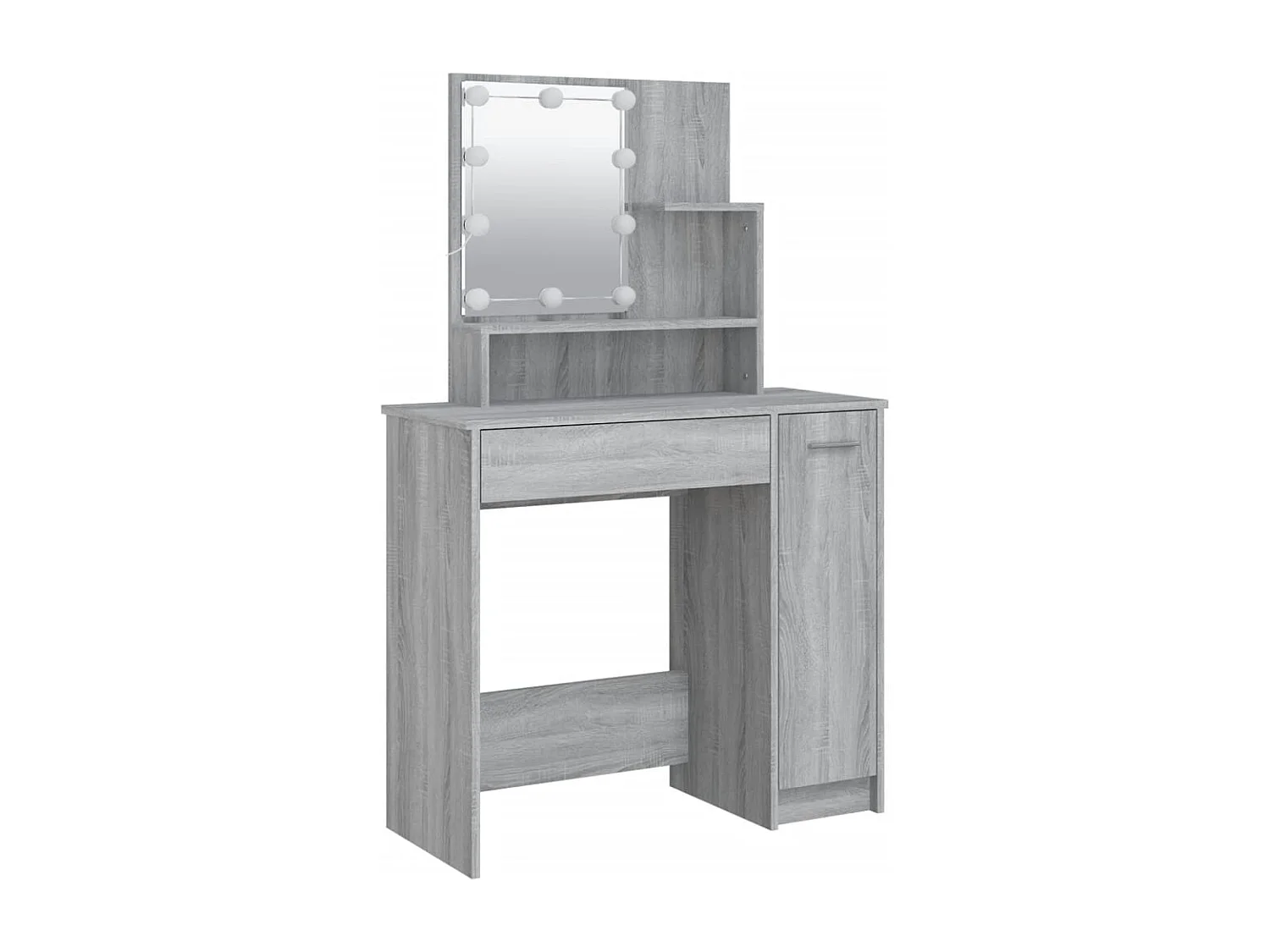 Schminktisch-Set mit LED Grau Sonoma Holzwerkstoff