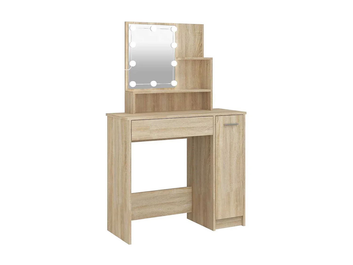 Coiffeuse avec LED chêne sonoma 86,5x35x136 cm
