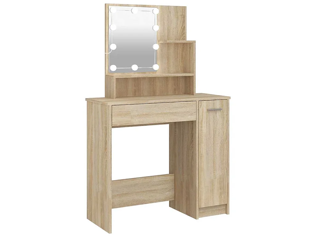 Coiffeuse avec LED chêne sonoma 86,5x35x136 cm