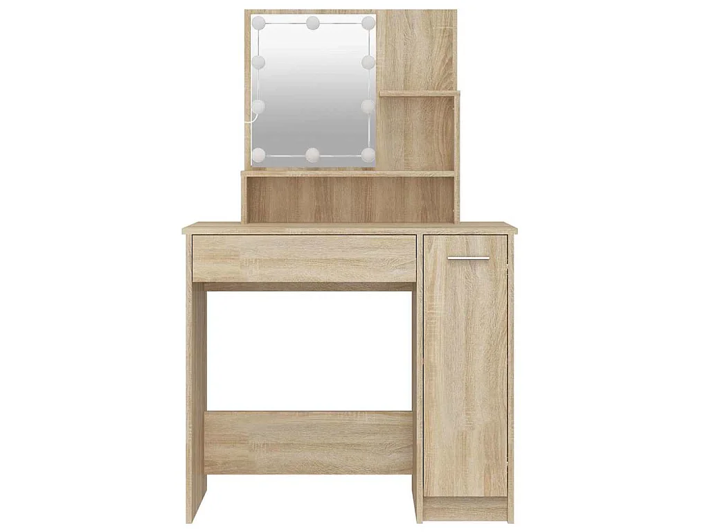 Coiffeuse avec LED chêne sonoma 86,5x35x136 cm