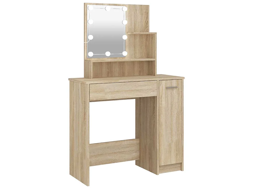 Kaptafel met LED-verlichting 86,5x35x136 cm sonoma eikenkleurig