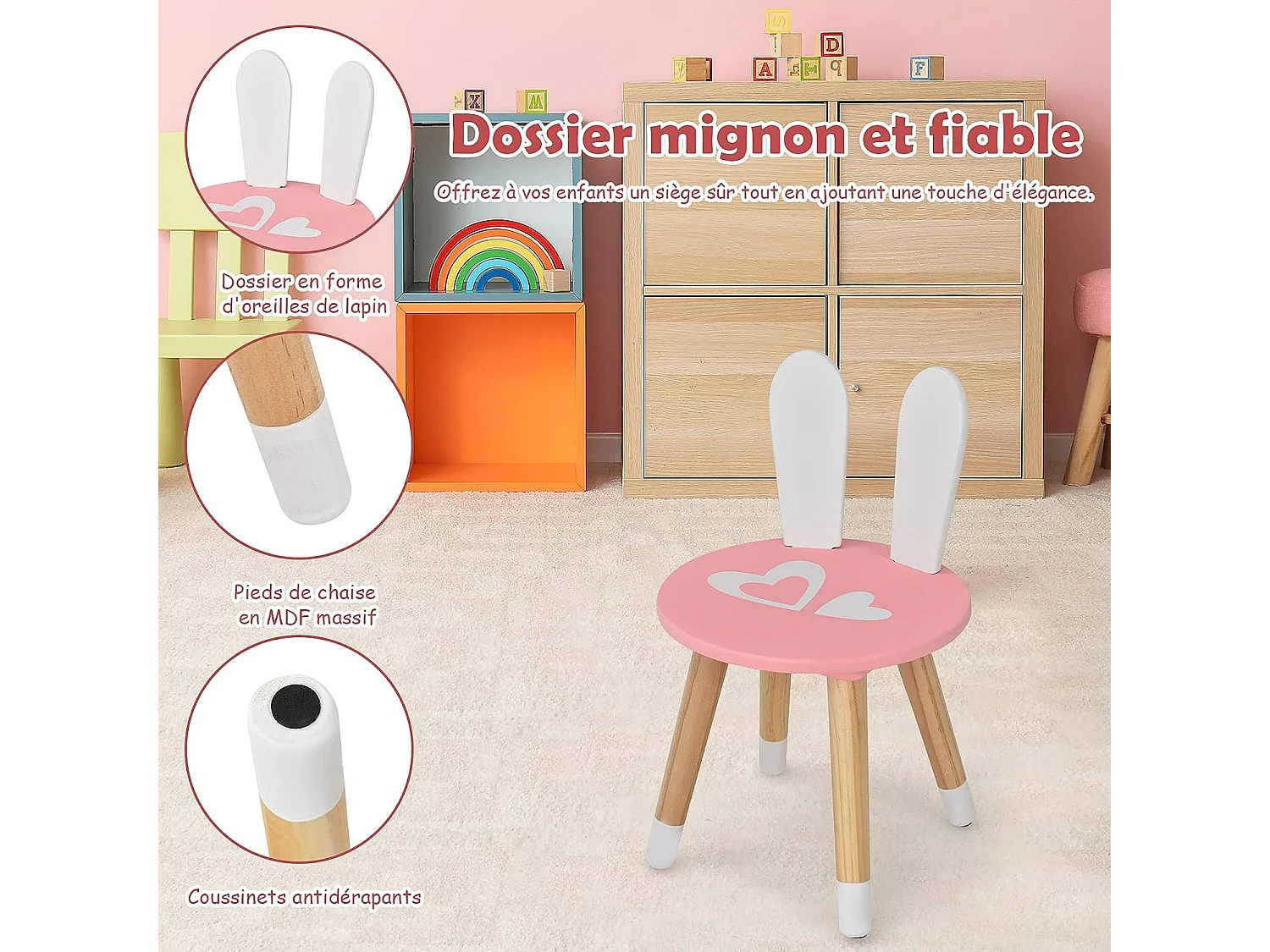 Coiffeuse pour enfants 2 en 1 avec miroir amovible et tabouret tiroirs boîte de rangement