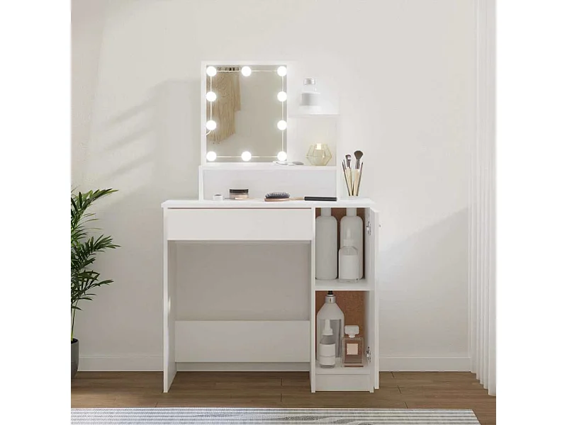 Kaptafel met LED-verlichting 86,5x35x136 cm wit