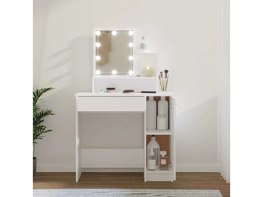 Tocador con LED blanco 86,5x35x136 cm