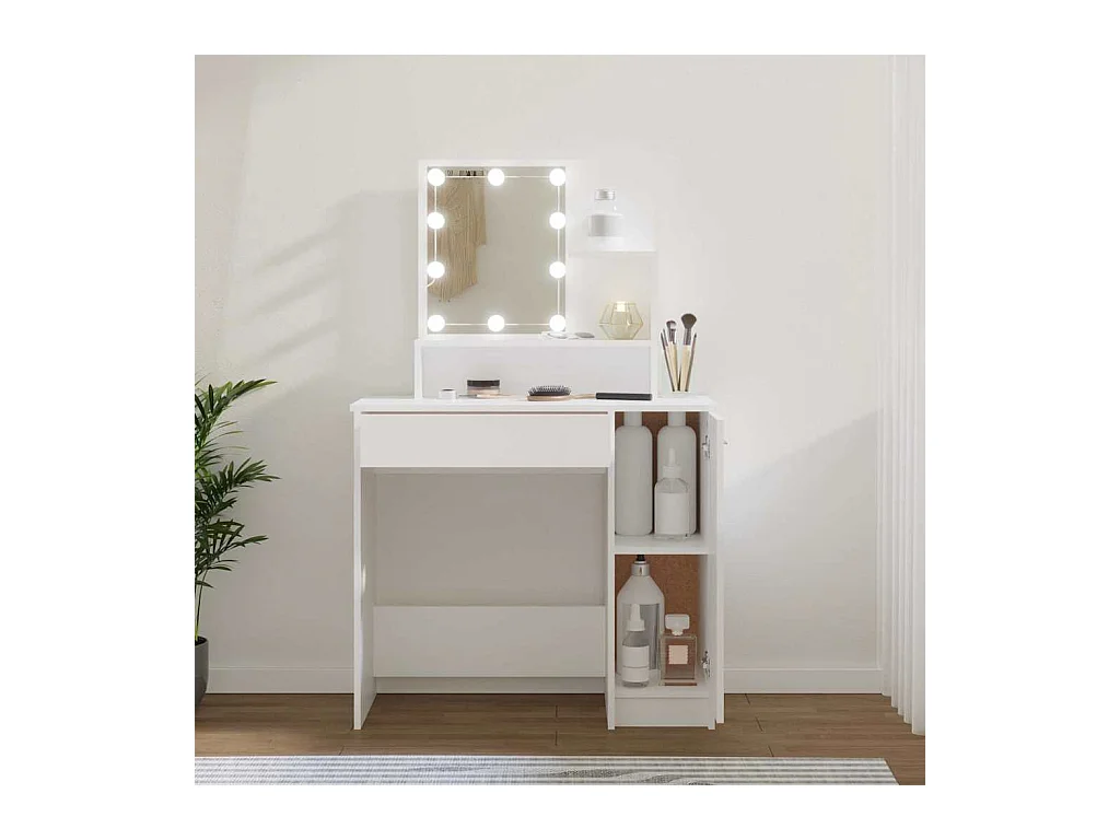 Kaptafel met LED-verlichting 86,5x35x136 cm wit