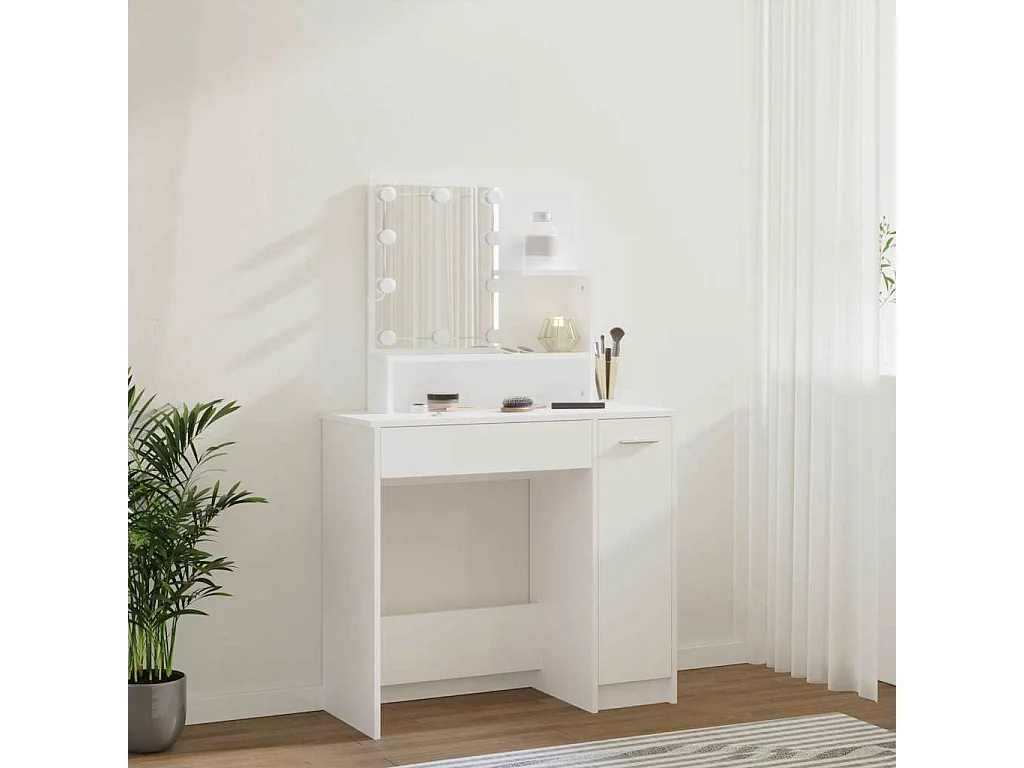 Toeletta con LED Bianca 86,5x35x136 cm