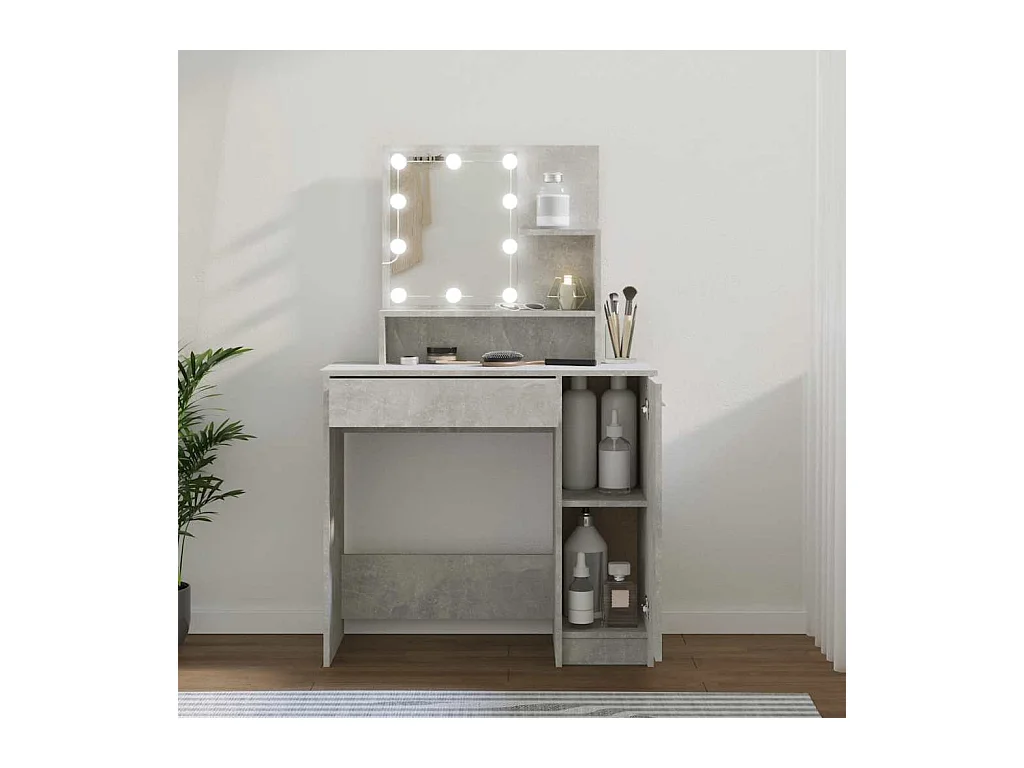 Coiffeuse avec LED Gris béton 86,5x35x136 cm