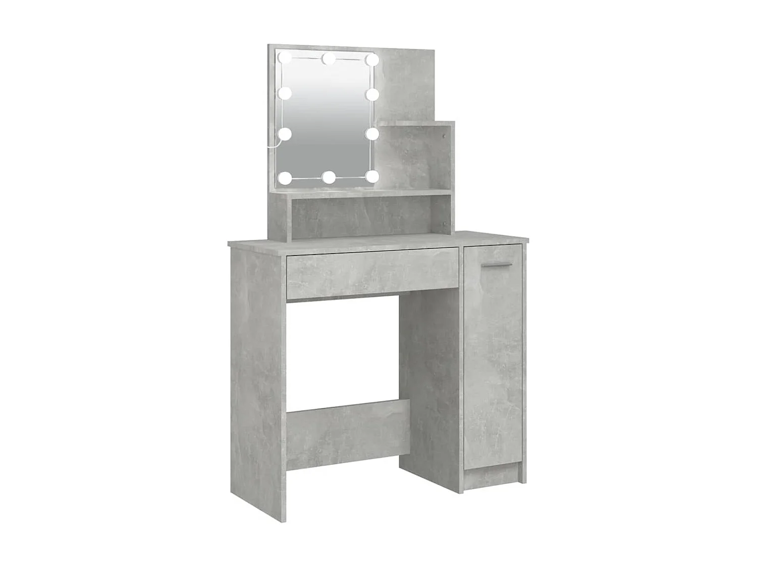 Schminktisch mit LED Betongrau 86,5x35x136 cm