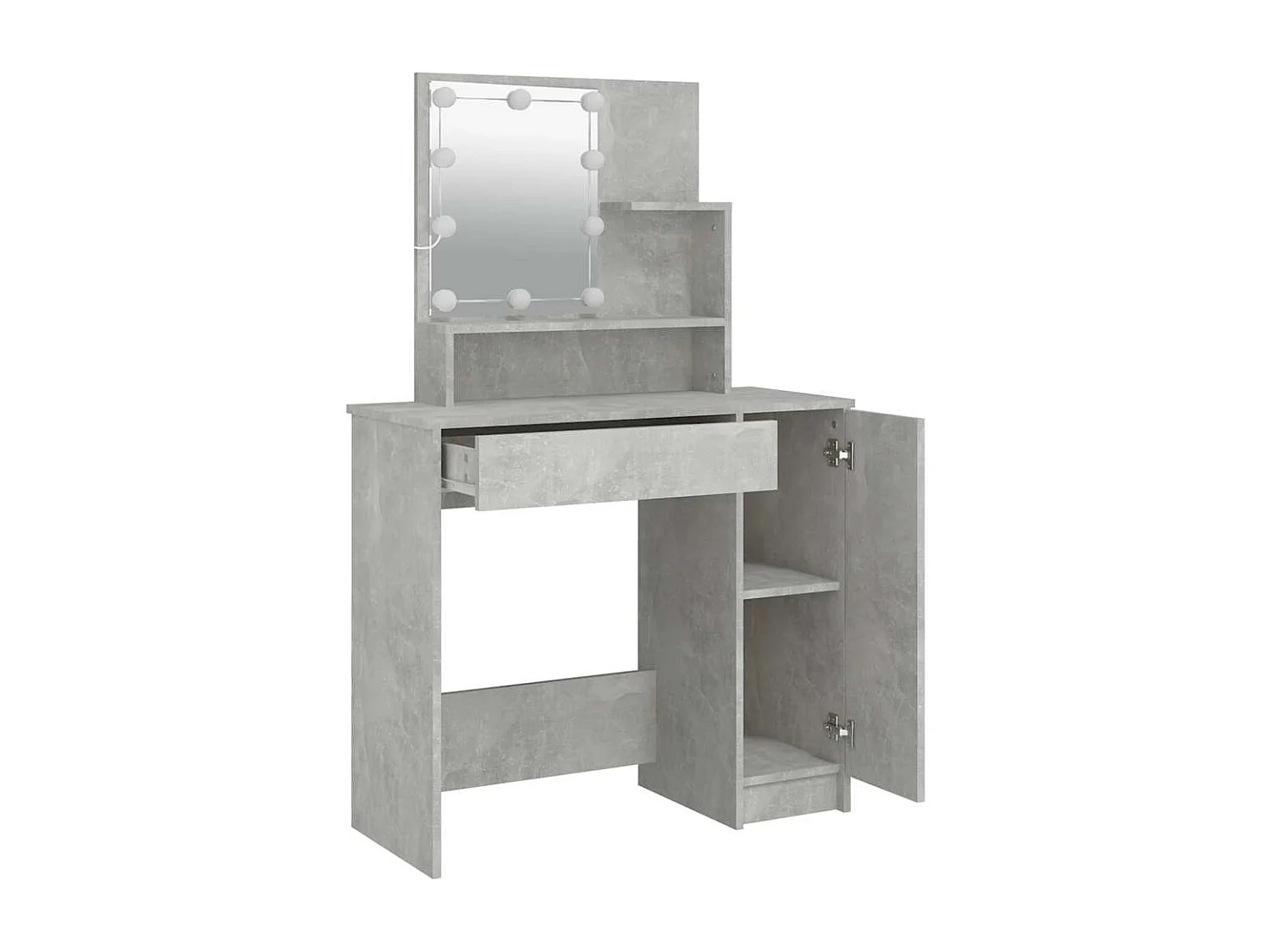 Schminktisch mit LED Betongrau 86,5x35x136 cm