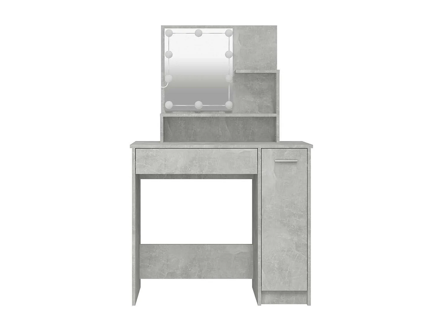 Schminktisch mit LED Betongrau 86,5x35x136 cm
