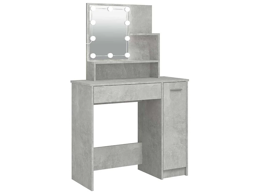 Coiffeuse avec LED Gris béton 86,5x35x136 cm