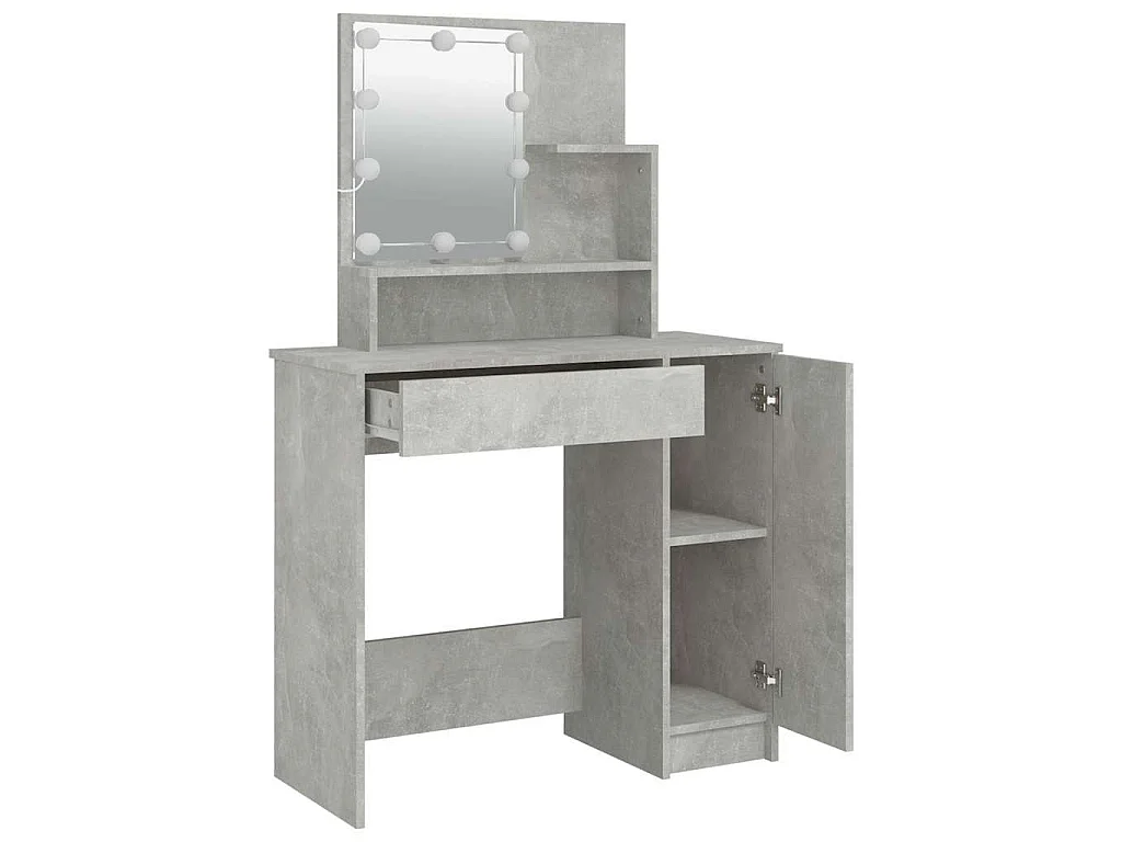 Coiffeuse avec LED Gris béton 86,5x35x136 cm