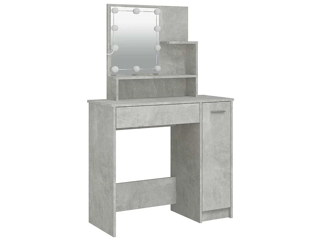 Coiffeuse avec LED Gris béton 86,5x35x136 cm