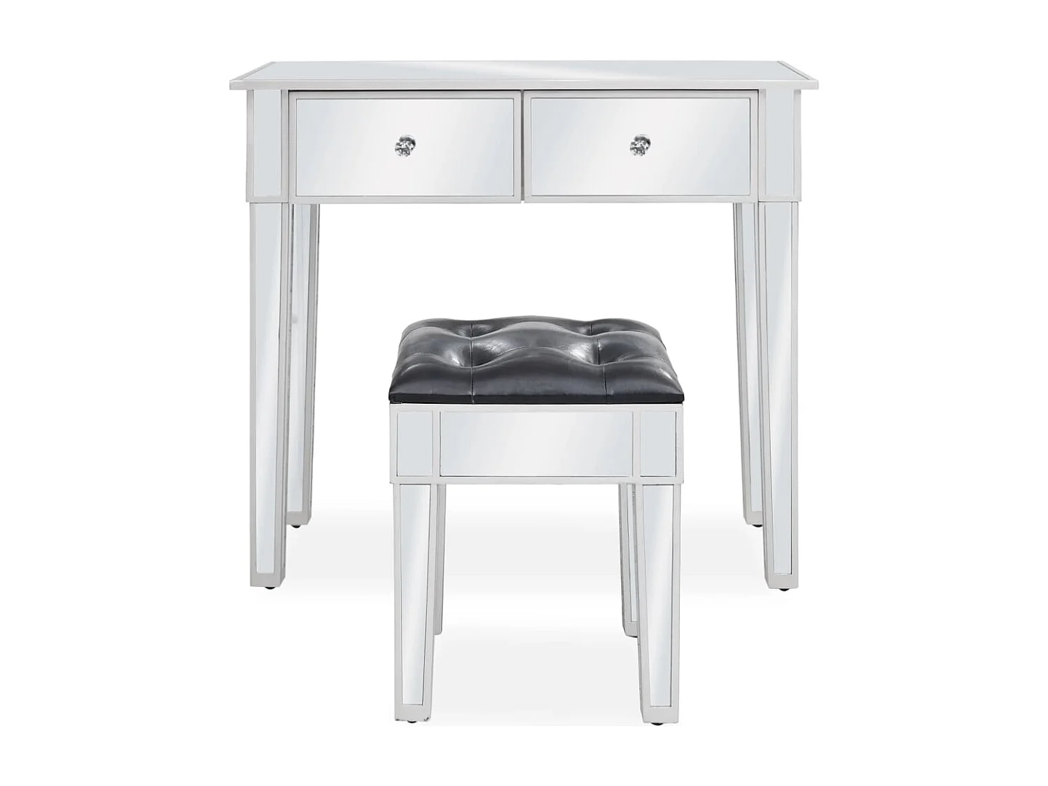 Verspiegelter Schminktisch mit Hocker MDF und Glas