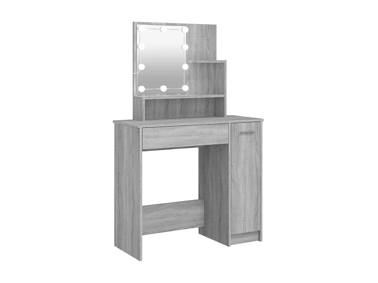 Schminktisch mit LED Grau Sonoma 86,5x35x136 cm