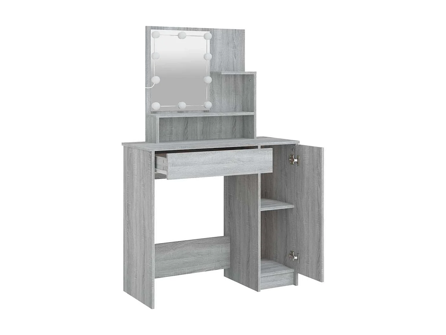 Schminktisch mit LED Grau Sonoma 86,5x35x136 cm