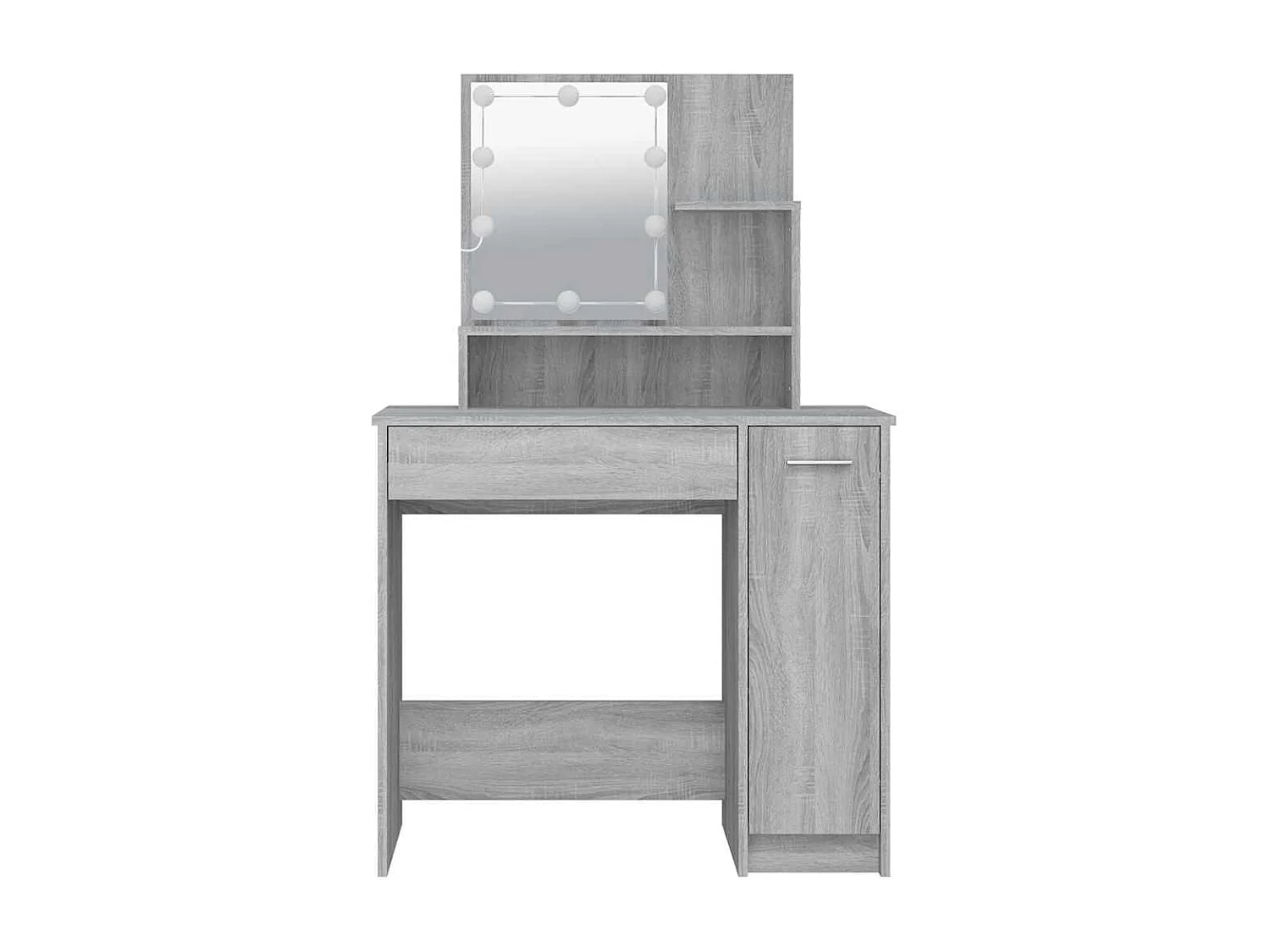Schminktisch mit LED Grau Sonoma 86,5x35x136 cm