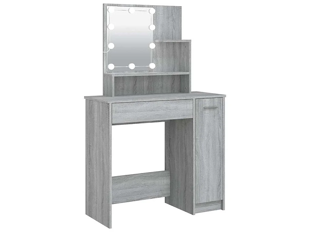 Kaptafel met LED 86,5x35x136 cm grijs sonoma eikenkleurig