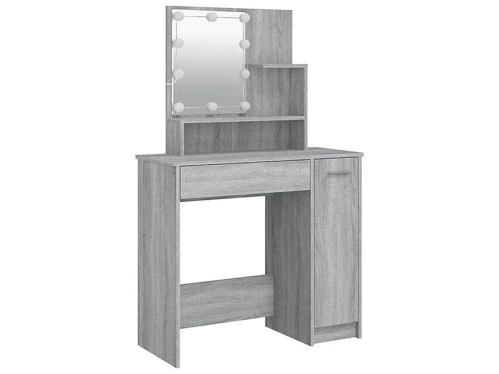 Coiffeuse avec LED Sonoma gris 86,5x35x136 cm