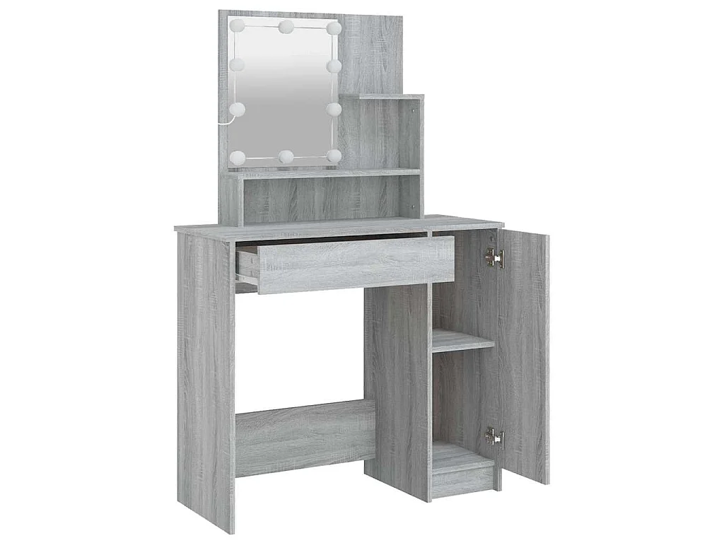 Coiffeuse avec LED Sonoma gris 86,5x35x136 cm