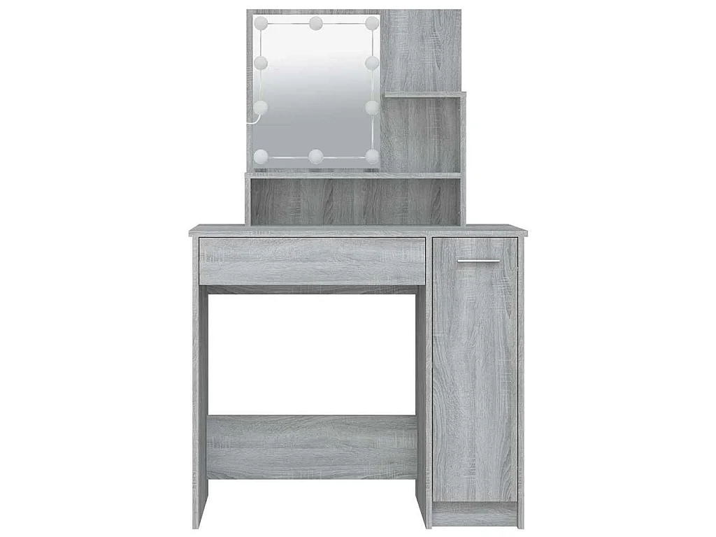 Coiffeuse avec LED Sonoma gris 86,5x35x136 cm