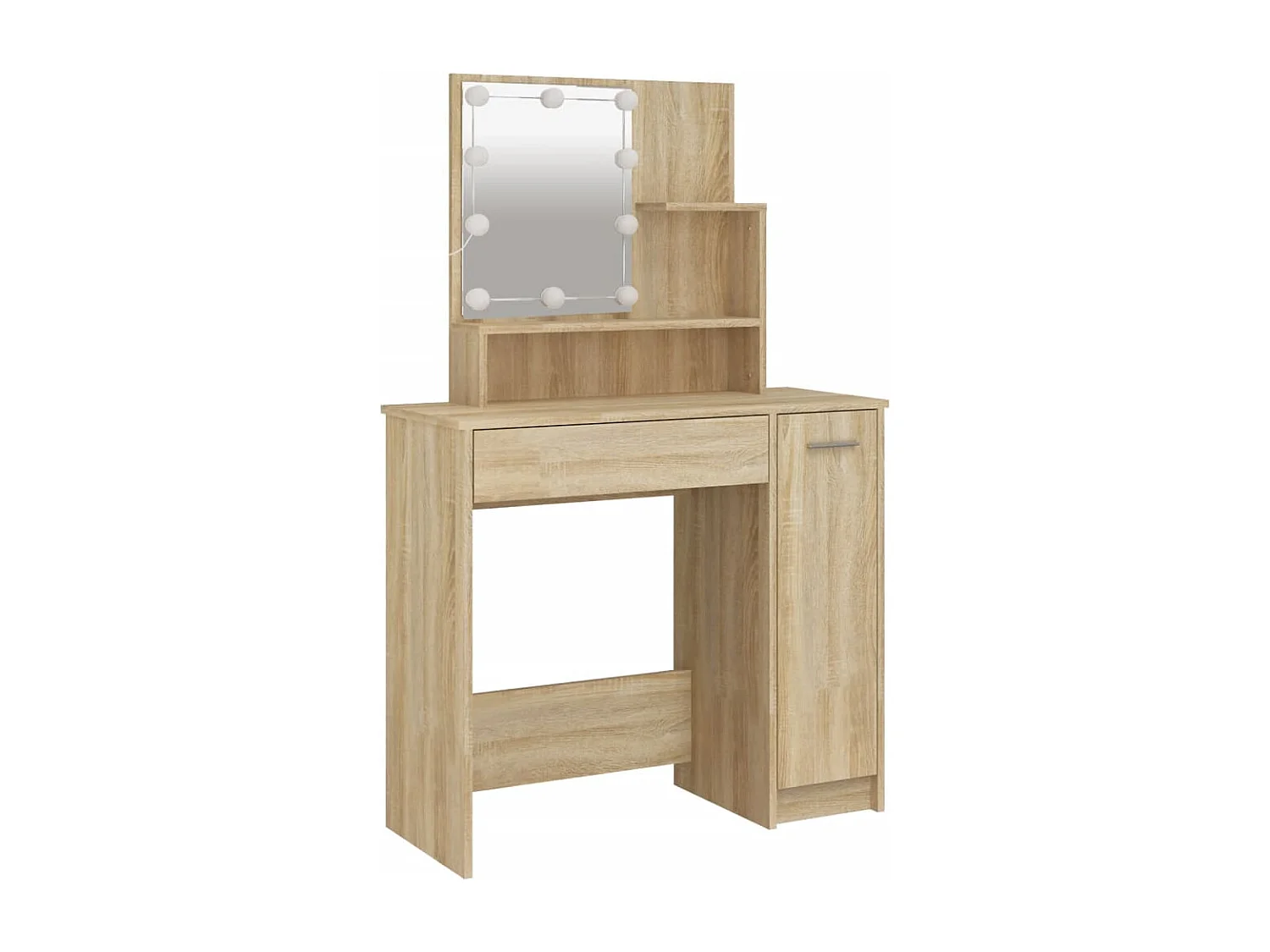 Conjunto toucador c/ LEDs madeira processada carvalho sonoma