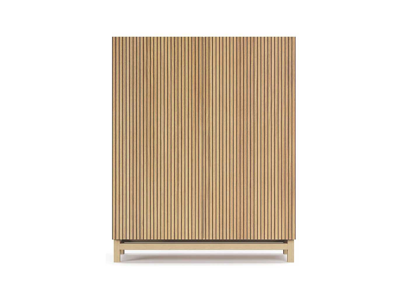 Meuble à chaussures/rangement - H112cm x L90cm x P27cm chêne doré portes impression lattes - Lofoten