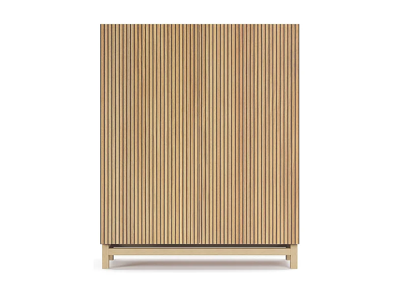 Meuble à chaussures/rangement - H112cm x L90cm x P27cm chêne doré portes impression lattes - Lofoten